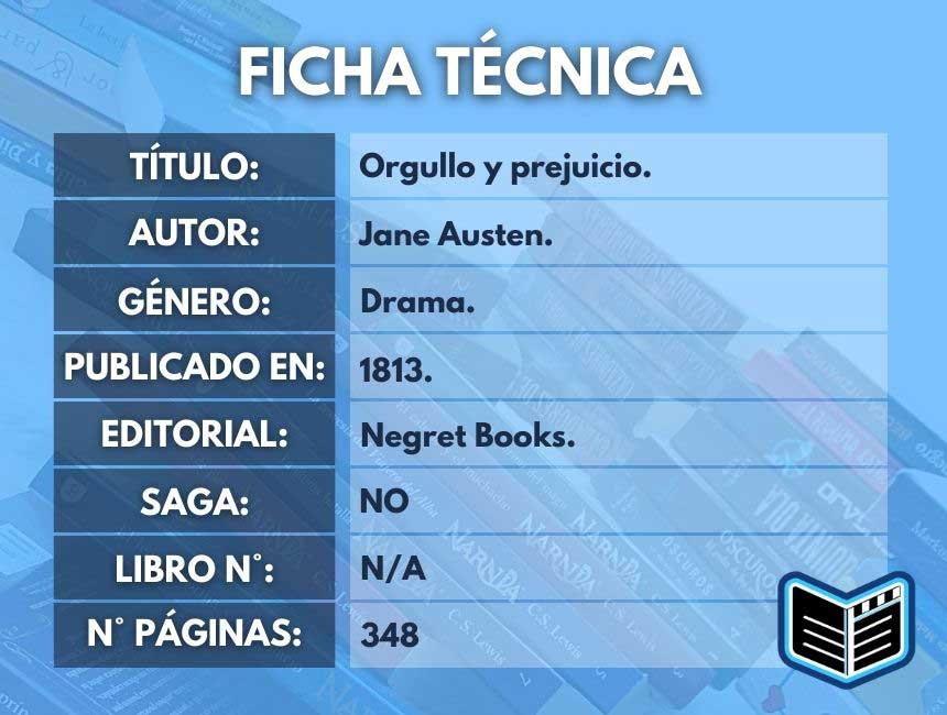 reseña orgullo y prejuicio, ficha tecnica numero de paginas genero y mas